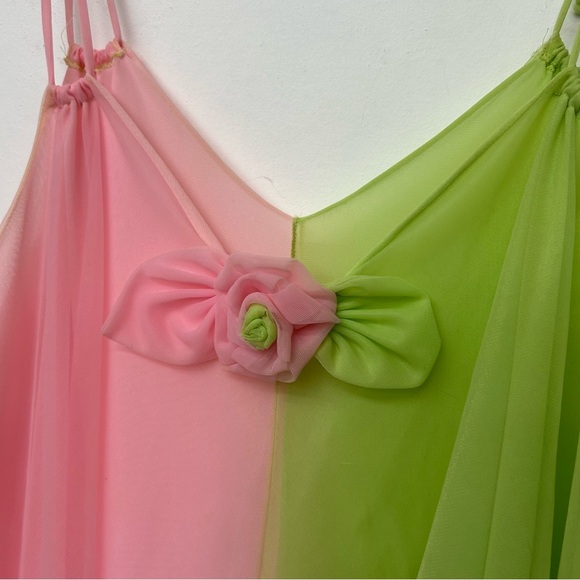 Vintage 60s nylon pegnoir two-tone dress 🎀🌷 - Picture 4 of 7